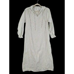 Vtg Tommies Floral Cotton Flannel Ruffle Long Nightgown Womens Sz L Cottagecore